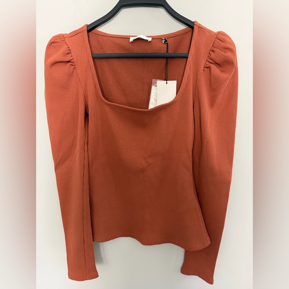 7 For All Mankind Terracotta Ribbed Top - Picture 3 of 7